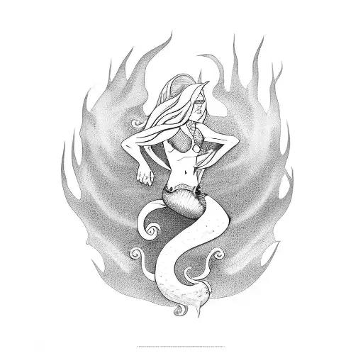 lonesome wander merman tattoo design idea
