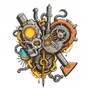 mining electrical circuit intertwined tattoo design idea