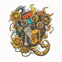 mining electrical circuit intertwined tattoo design idea