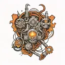 mining electrical circuit intertwined tattoo design idea