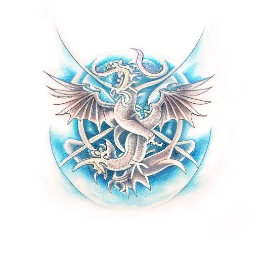 phoenix and dragon tattoo design idea