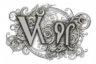 Initials AMB with date January 27, 2022 in roman numerals tattoo design idea