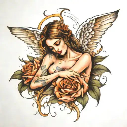 angel tears the skin tattoo design idea