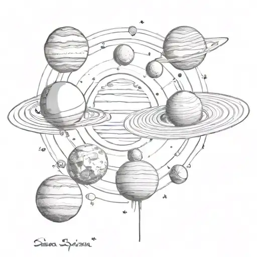 solar system with planets tattoo design idea