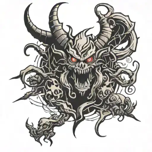 demons posted all around me I can't beat em all alone tattoo design idea