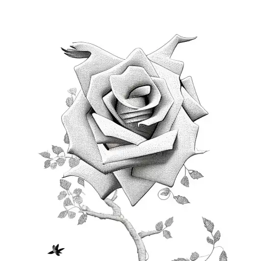 Rose with Doves and a Oak tree tattoo design idea