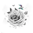 Rose with Doves and a Oak tree tattoo design idea