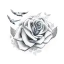 Rose with Doves and a Oak tree tattoo design idea