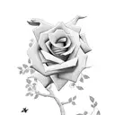 Rose with Doves and a Oak tree tattoo design idea