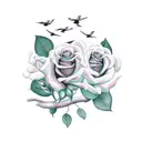 Rose with Doves and a Oak tree tattoo design idea