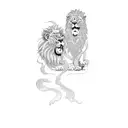 two lions tattoo design idea