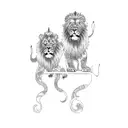 two lions tattoo design idea