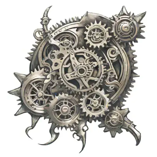 Ace of spades mechanical gears tattoo design idea