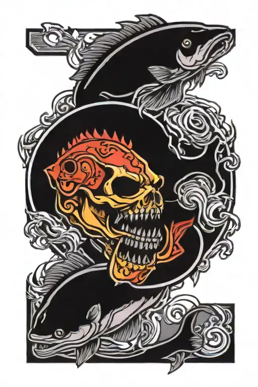 walleye skulls tattoo design idea