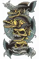 walleye skulls tattoo design idea