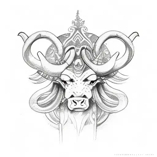 A sketch-style tattoo depicting the duality of Taurus and Gemini personalities tattoo design idea