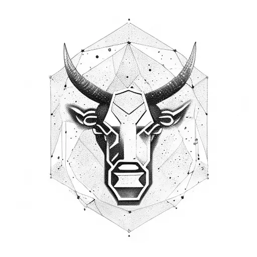 Bull centaur surrounded by celestial constellations representing its divine nature tattoo design idea