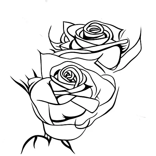 Four roses, one red other three in black and white, with thorns and on the end of one of the thorns a drop of blood. It  tattoo design idea