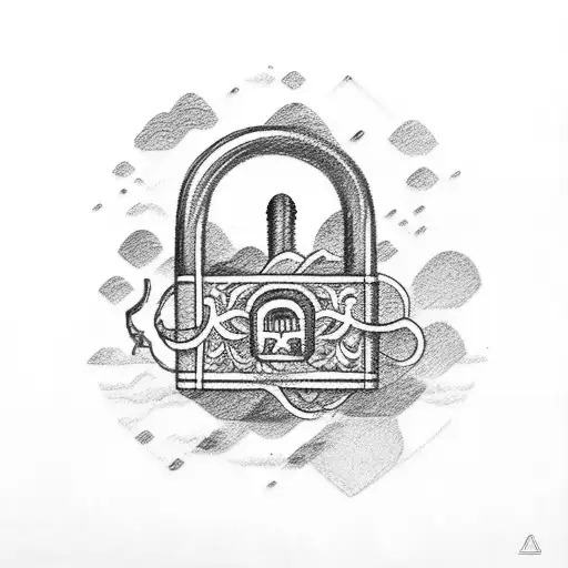 padlock and rainbow tattoo design idea