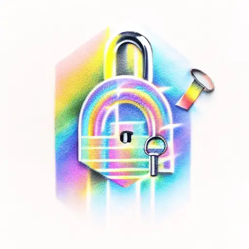 padlock and rainbow tattoo design idea