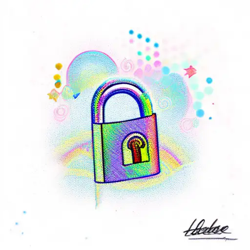 padlock and rainbow tattoo design idea