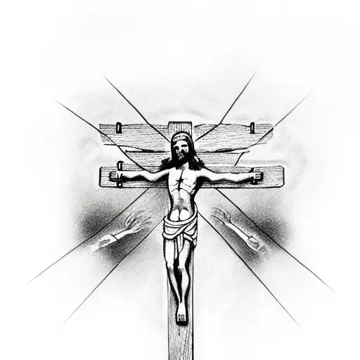 Jesus crucified on cross with two others next to him tattoo design idea