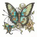 farming welding fishing butterflies flying tattoo design idea