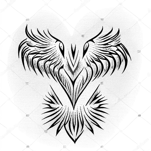 Phoenix heart tattoo design idea