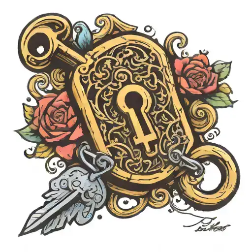 lock key hole tattoo design idea