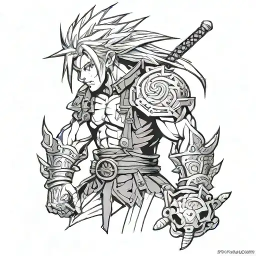 final fantasy 7 nanaki warrior tattoo design idea