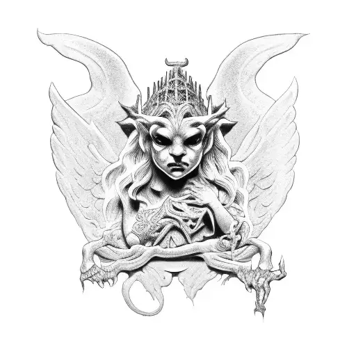 gothic cherubs and gargoyles  tattoo design idea
