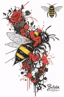 black abyss and bee tattoo design idea