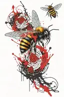 black abyss and bee tattoo design idea