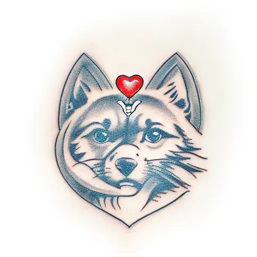 paw print with heart underneath with letters K+M tattoo design idea