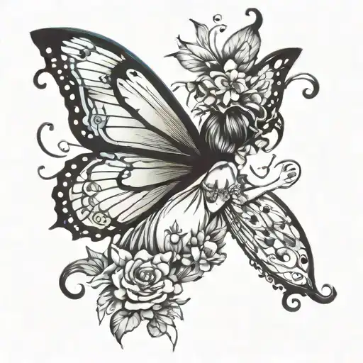 butterfly fairy  tattoo design idea