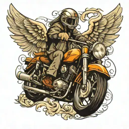 motorcycle angel  tattoo design idea