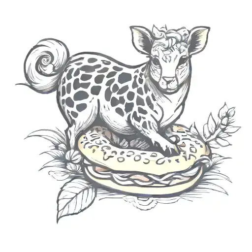 bagel, farm animals tattoo design idea