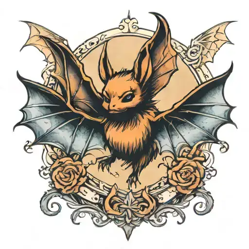bat wings spread tattoo design idea