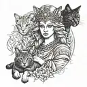 Goddess Freya with cats tattoo design idea