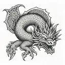 celtic dragon sleeping  tattoo design idea