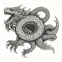celtic dragon sleeping  tattoo design idea