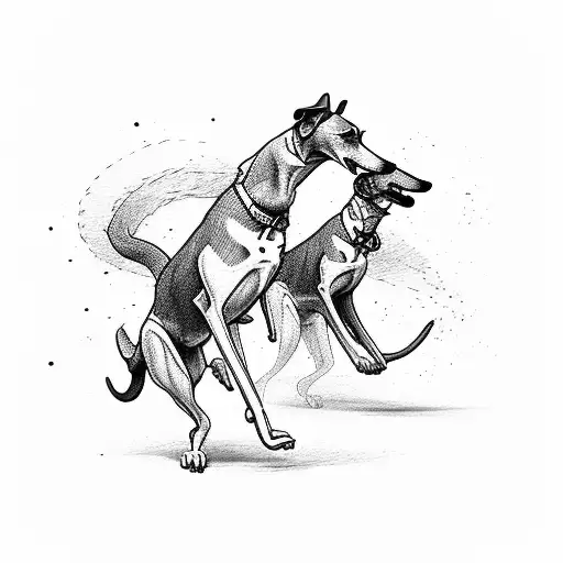 three greyhounds running across forearm  tattoo design idea