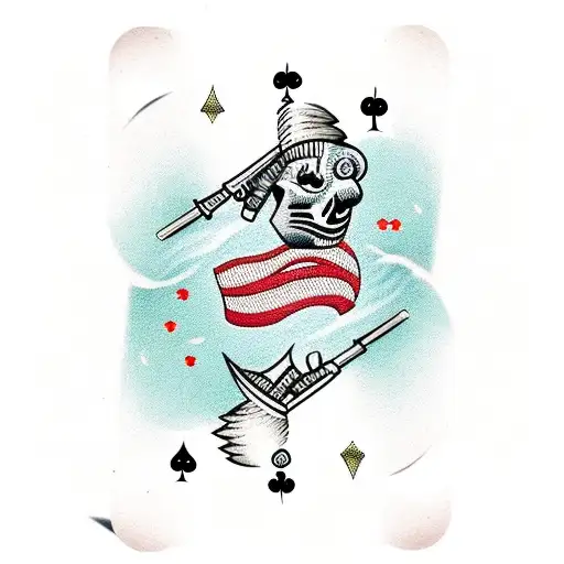 playing cards in a sleeping bag tattoo design idea