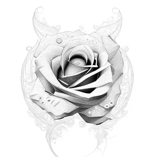 rose and a tractor tattoo design idea
