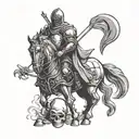 medieval knight with skull wearing tattoo design idea