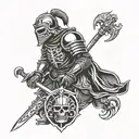 medieval knight with skull wearing tattoo design idea