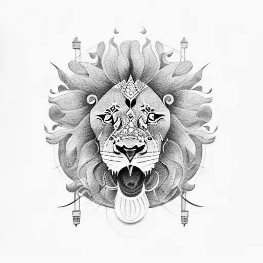 Jagannath with lion tattoo design idea