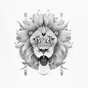 Jagannath with lion tattoo design idea
