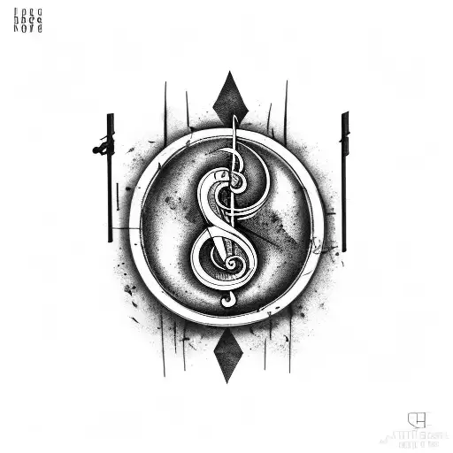 post apocalyptic, bass clef, sheet music tattoo design idea
