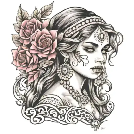 gypsy girl tattoo design idea